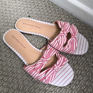 WHO WHAT WEAR pink/white slides - 6.5